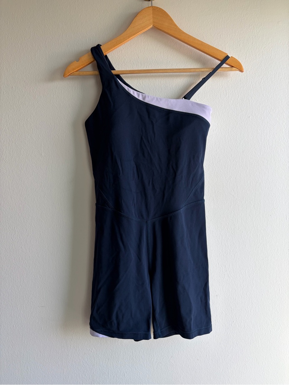 lululemon athletica Navy One-Shoulder One-Piece Swimsuit with Lilac Trim